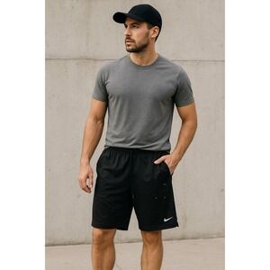 Nike Shorts Men's Size XL Black Thrashed Painted Athleisure Fitness Basketball